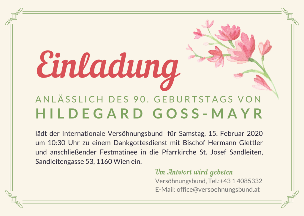 Einladung Hildegard Goss-Mayr